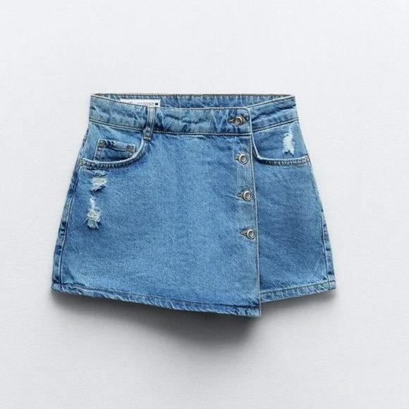 ZARA Z1975 WRAP DENIM SKORT - Picture 1 of 3